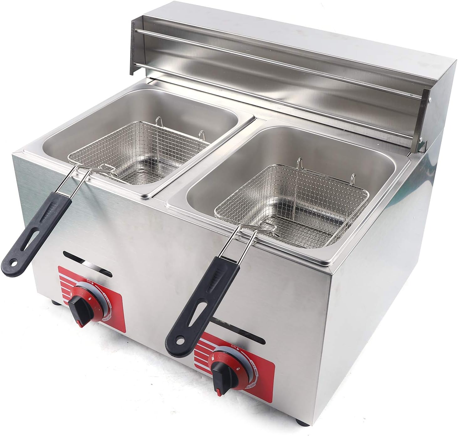 TBVECHI Commercial Countertop LPG Gas Fryer 2 Baskets Propane Stainless Steel Deep Fryer