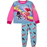 Trolls Little Girls' Two-Piece Pajama Set - Long Sleeve Top and Pants, Blue, 6/6X