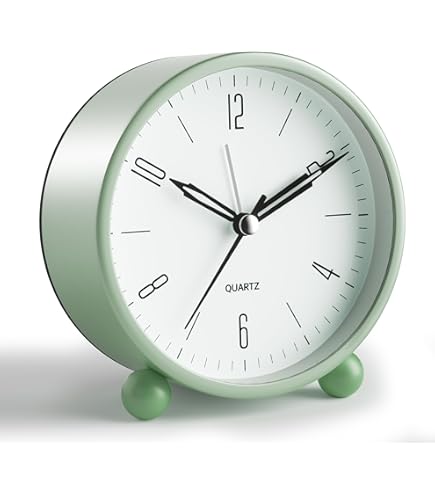 Analog Alarm Clock - 5.3x3.9 Inch Silent Ticking Desk Clock For Bedroom