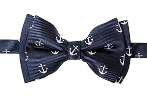 Retreez Classic Anchor Pattern Woven Microfiber Pre-tied Boy's Bow Tie