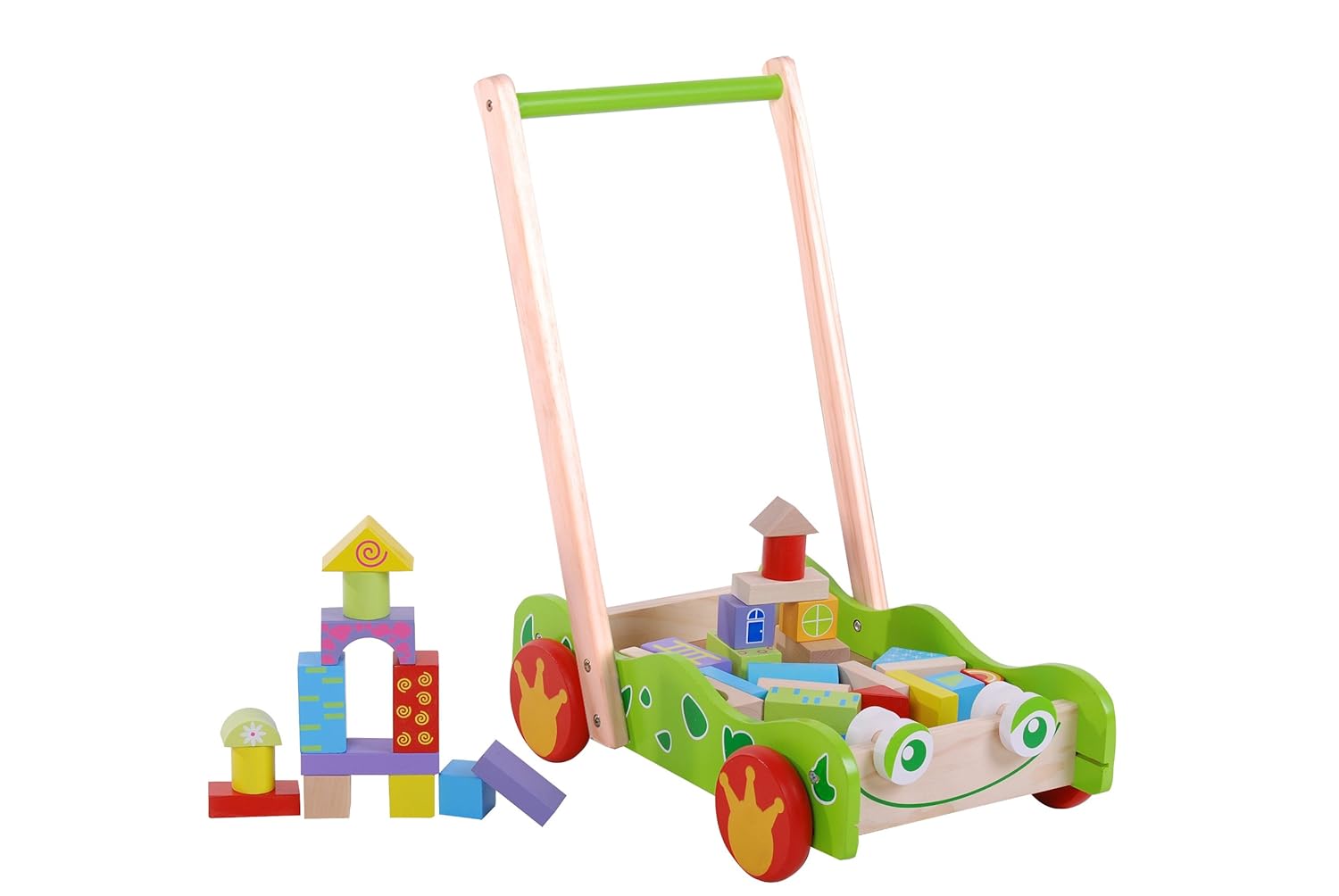 WOODEN WALKER WITH 40 BLOCKS Amazon.co.uk Toys & Games