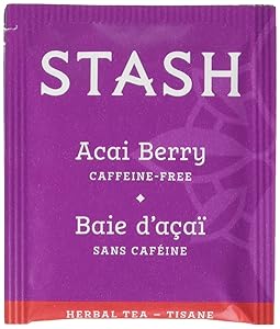 Stash Tea Acai Berry Herbal Tea 100 Count Tea Bags in Foil (packaging may vary) Individual Herbal Tea Bags for Use in Teapots Mugs or Cups, Brew Hot Tea or Iced Tea