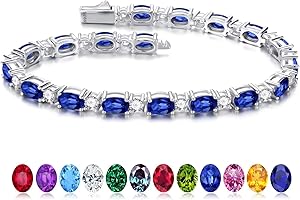 Iefil Tennis Bracelets for Women - 925 Sterling Silver Birthstone Bracelet, Anniversary Birthday Gifts for Women, Jewelry Gifts for Woman Her, 6.5"-7"