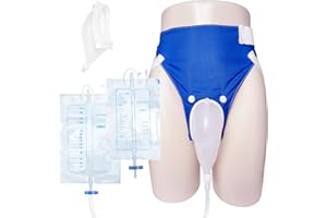 LANSYNES Wearable Urine Collector with Reusable Silicone Collector with Breathable Fixative Pant and Two Urinary Drainage Bags 2000ml 1000ml with 1.2m Catheter Soft Edge Design, Elderly Men Blue