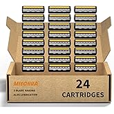 3-Blade Razor,Plastic Anti-slip Men Manual Refill Cartridges razors, Reusable Face Cleansing Care Tool,24 Cartridges,Shave Supplies for Men and Women - Orange