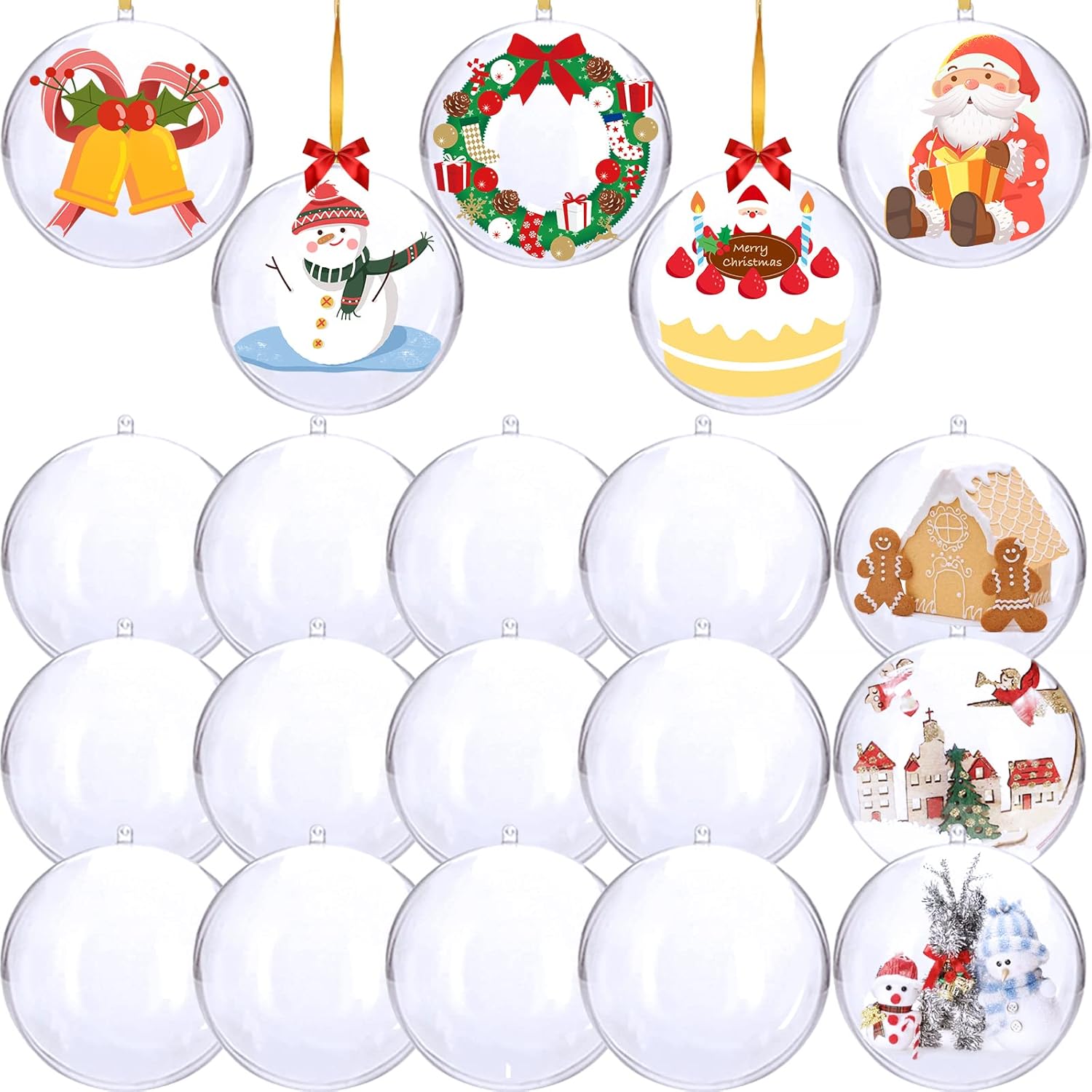 Ornaments - 20 Pcs Clear Plastic Fillable Ornament,Transparent Plastic Craft Ornament Balls,DIY Craft Ball for Christmas,Birthday,Wedding,Party and Home Decoration(3.15in/80mm)