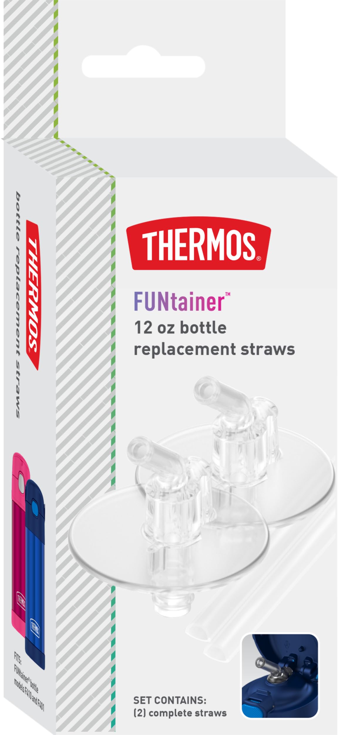 Photo 1 of Thermos Replacement Straws for 12 Ounce Funtainer Bottle, Clear, 2 Count