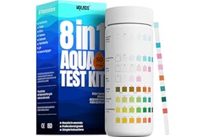 WOLMDS Aquarium Test Strips - 8-in-1 Aquarium Water Test Kit: Fish Tank Testing Kit for Freshwater & Saltwater, 50 Strips,Fast & Accurate Ammonia, pH, Hardness, & More， Lead Water Test Kit for Ponds