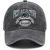 Embroidered City Vintage Washed Denim Football Hats for Men Women, Unisex Adjustable Cotton Fans Baseball Cap