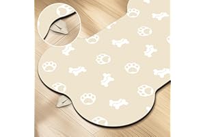 PTFFF Pet Feeding Mat-Absorbent Dog Food Mat for Water Spill, Bone Shaped Dog Mat for Food and Water Bowl, Quick Dry Dog Water Dispenser Mat, Dog Water Bowl Mat for Messy Drinkers,12"*19"