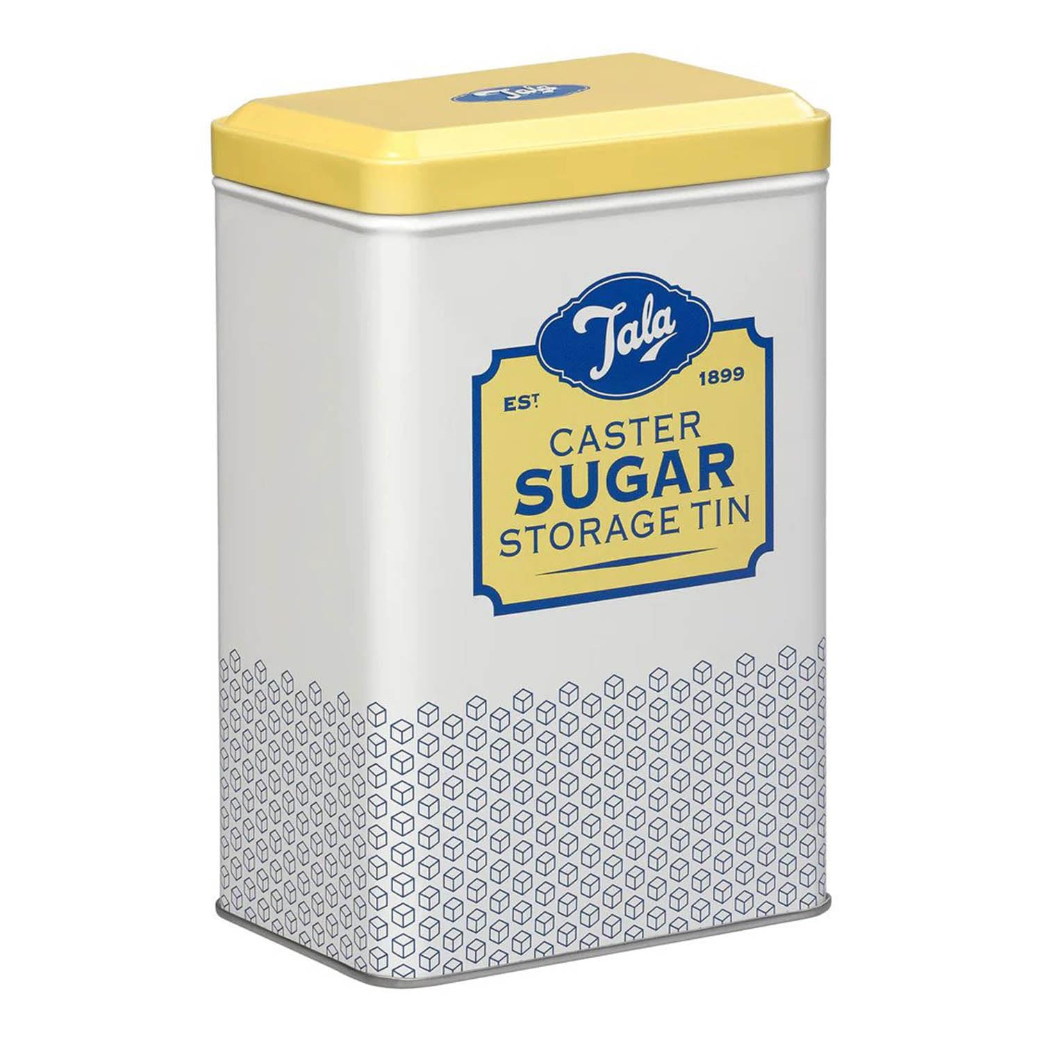 Tala Originals Storage Tin, Metal, Yellow and Cream Nostalgic Design, Holds a Full Bag of Caster Sugar (Sugar Not Included)
