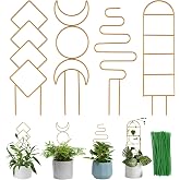 Wellsign 16inch Indoor Plant Trellis for Potted Plants | 4Pack Gold Small Trellis for Climbing Plants Outdoor Garden Metal Trellis with Different Patterns for Vine Ivy Flower Plant