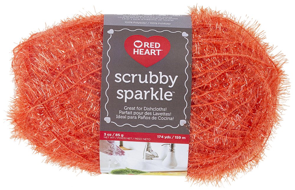 Coats Yarn" Red Heart Scrubby Sparkle Yarn, MultiColour, 14.85 x 8.89