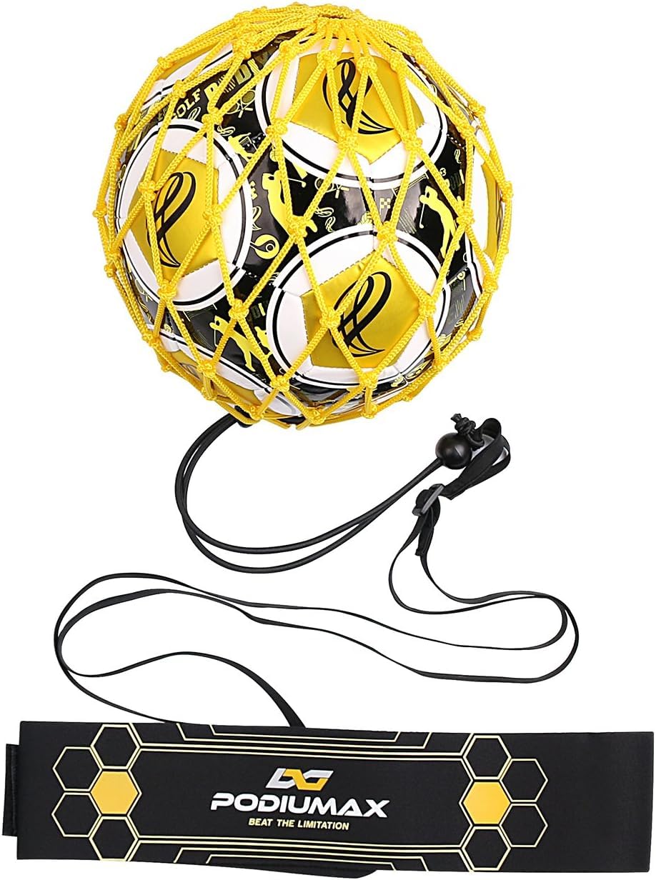 PodiuMax Solo Football Kick Trainer, Hands-Free Training Aid with Adjustable Belt, Solo Practice for Kids and Adults, fits Ball Size 3/4/5