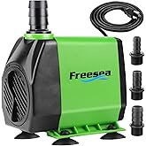 FREESEA Fountain Submersible Water Pump: 800GPH 45W Adjustable Ultra Quiet Aquarium Pump with 3 Nozzles 10ft High Lift for Sm
