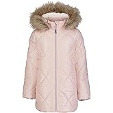 Calvin Klein girls Short Length Hooded Winter Diamond Quilt Puffer Jacket With Fleece Lining