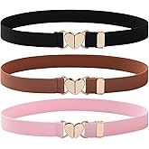 AWAYTR Kids Elastic Belt for Girls - Adjustable Toddler Heart Buckle Stretch Belts for Boys Girls
