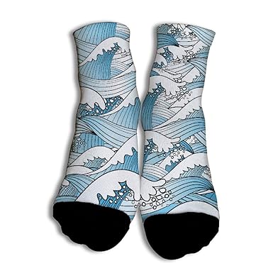 EbroSiempre Graphic Of Sea Waves Moda Calcetines únicos de corte ...
