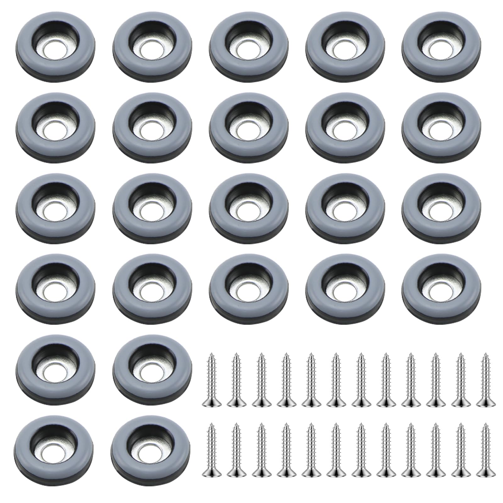 24Pieces Teflon Furniture Sliders Ø19mm Screw On Teflon Feet (Round | Black) Teflon Base Gliders Teflon Moving Sliders with 24 Stainless Screw Effective Protection for furniture, chairs and floors