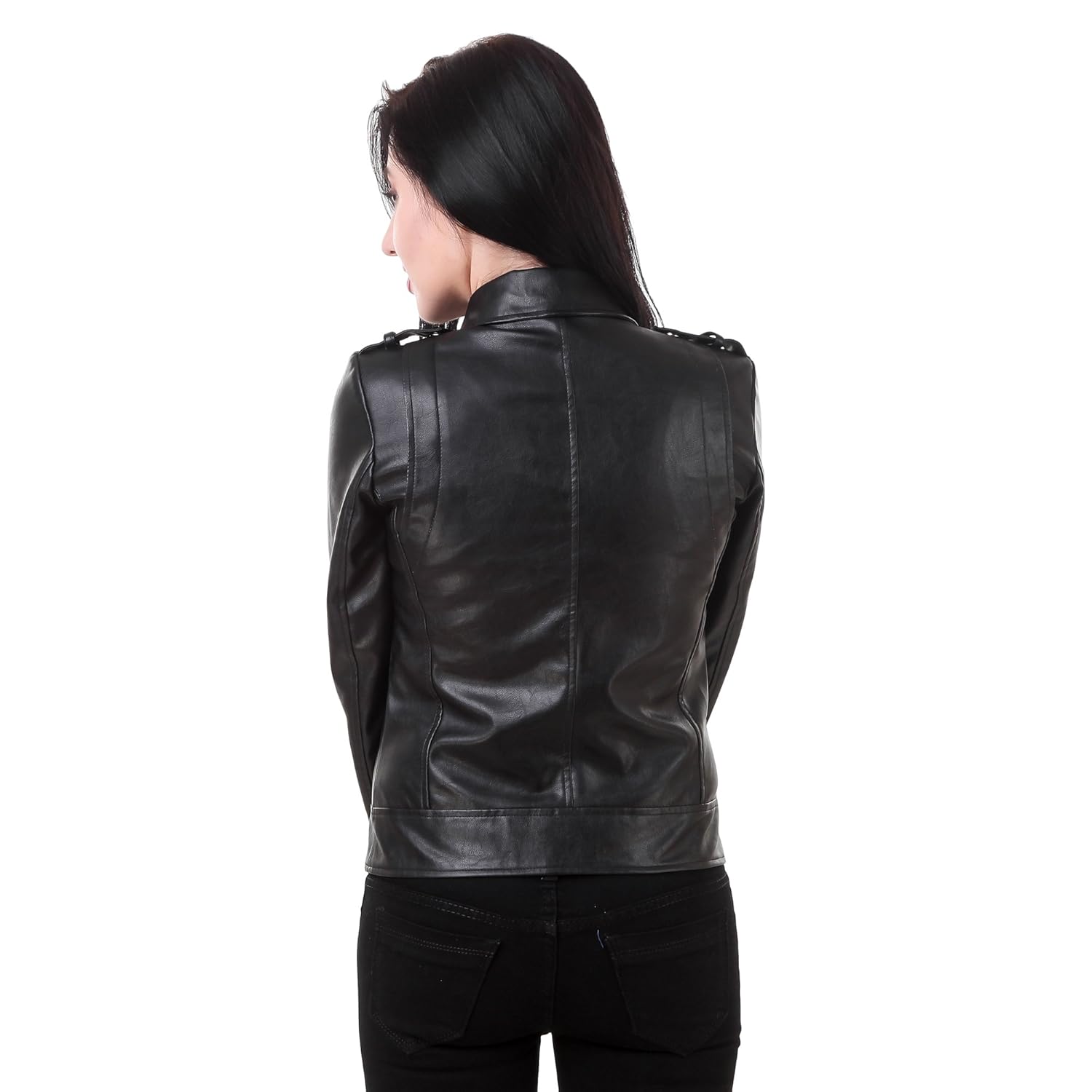 generic women's retail faux leather jacket for roadies