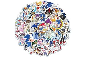 ZIYZIIY 50pcs Sonic The Hedgehog Stickers Lovely Boy and Girl Stickers Laptop Water Bottle Luggage Snowboard Bicycle Skateboard Decal for Kids Teens Waterproof Stickers