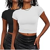 LOMON Women's Casual Basic Going Out Crop Tops Slim Fit Long Sleeve Comfort Tight T Shirts Underscrubs Layer Workout Tops