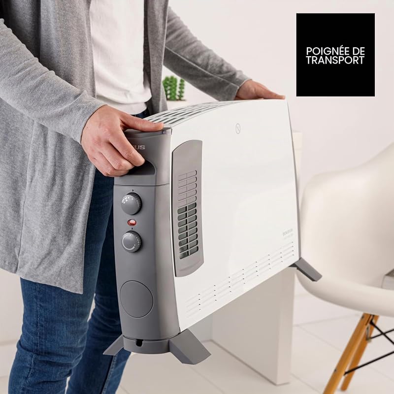 – Radiateur convecteur Clima Turbo 2000 | 2000W | 3 intensités de chaleur + Turbo | Thermostat Réglable | Pour surfaces jusqu’à 20m² | Pieds inclus | Poignée de transport