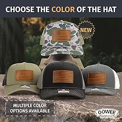 OOWEE American Flag Hat for Men | Leather Patch Hat