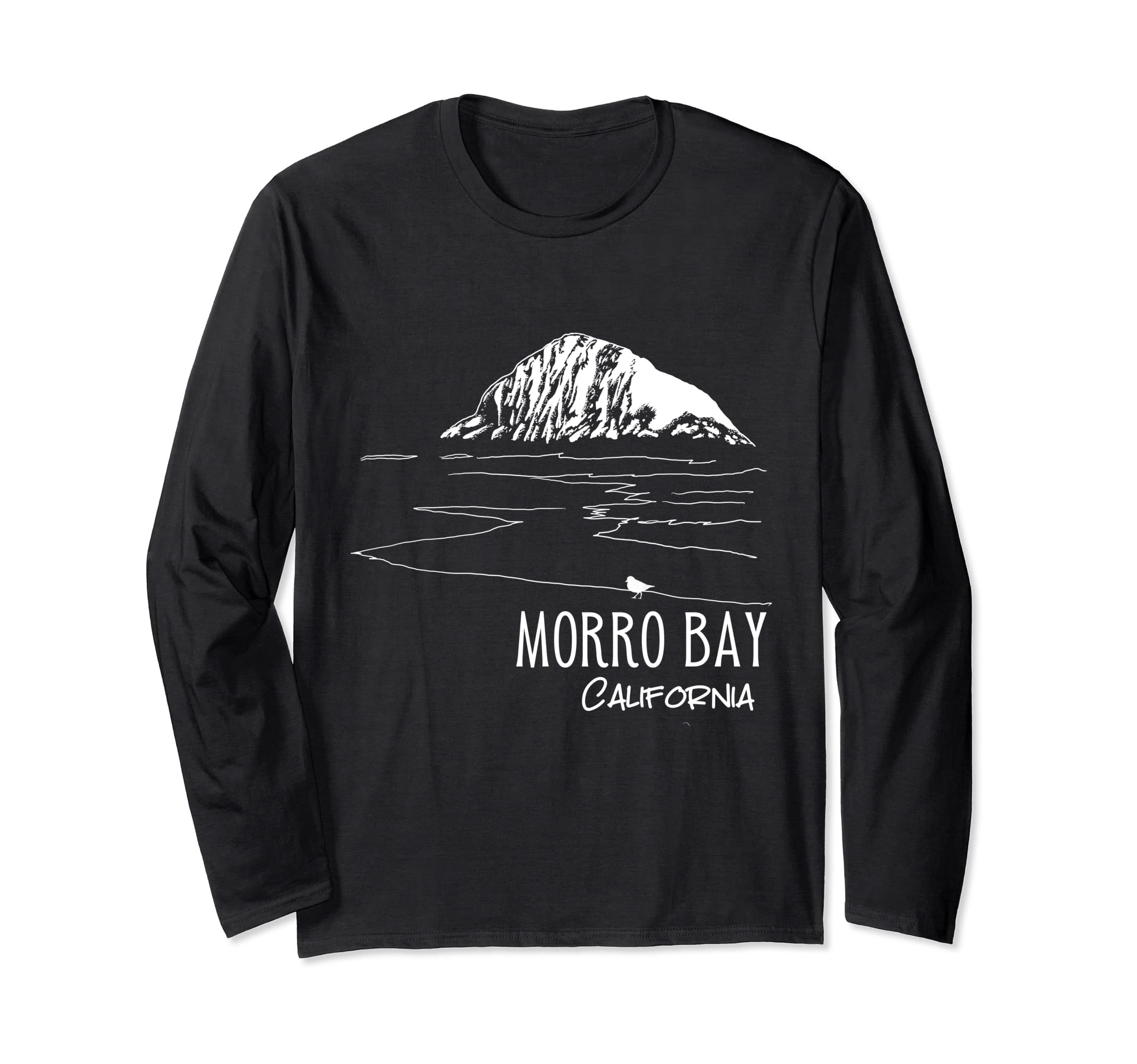 Photo 1 of Morro Bay California Morro Rock CA Drawing Souvenir Line Art Long Sleeve T-Shirt
