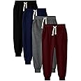 HXP 4 Pack Boys Sweatpants Boys Joggers Cotton Youth Active Soft Sweatpants Kids Pocket Drawstring Joggers Pants