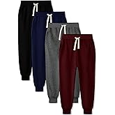 HXP 4 Pack Boys Sweatpants Boys Joggers Cotton Youth Active Soft Sweatpants Kids Pocket Drawstring Joggers Pants