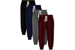 HXP 4 Pack Boys Sweatpants Boys Joggers Cotton Youth Active Soft Sweatpants Kids Pocket Drawstring Joggers Pants