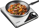CUSIMAX Portable Single Burner Hot Plate 1500W with Cast Iron Hob Rings