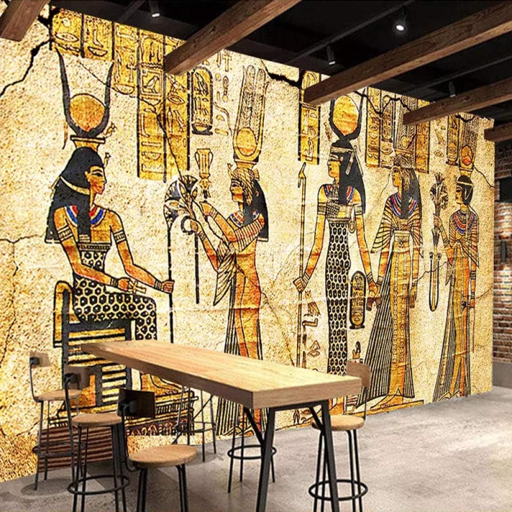 Custom Wall Mural Wallpaper for Walls 3D Retro Nostalgia Egyptian Characters Oil Painting Living Room Restaurant Backdrop Decor-160x120CM
