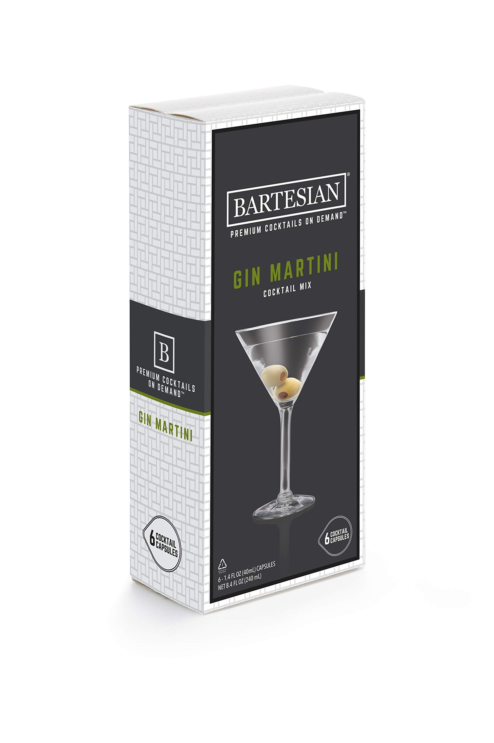 Bartesian Gin Martini Cocktail Mixer Capsules, Pack of 6 Cocktail