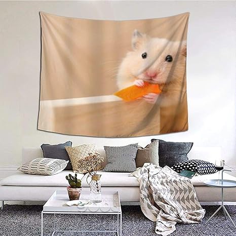 Amazon Co Jp Gukisala タペストリー 動物ハムスターかわいいペットを食べる食べ物 多機能 毛布 おしゃれな壁掛け インテリア ファブリック装飾用品 モダンなアート 和風 壁掛け クールジャパン 家飾り 152x130cm ホーム キッチン
