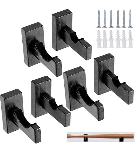 BESPORTBLE Support Mural Pour Batte De Baseball – Lot De 2 – Bois Noir – Doublure Feutre – 11x9x4,5 Cm – Exposant Horizontal