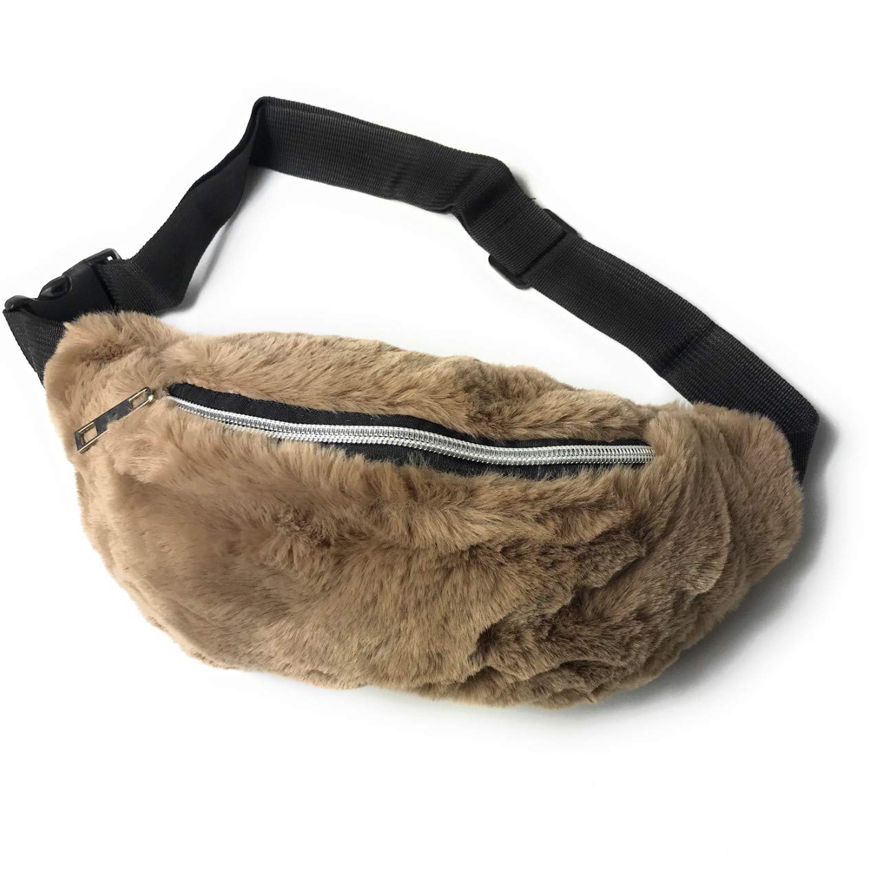 KGM Accessories Super Fluffy Soft Fuax Fur Bum Bag Fanny Pack Waist Bag - Womens Girls Waist Bags - Gifts (Beige)