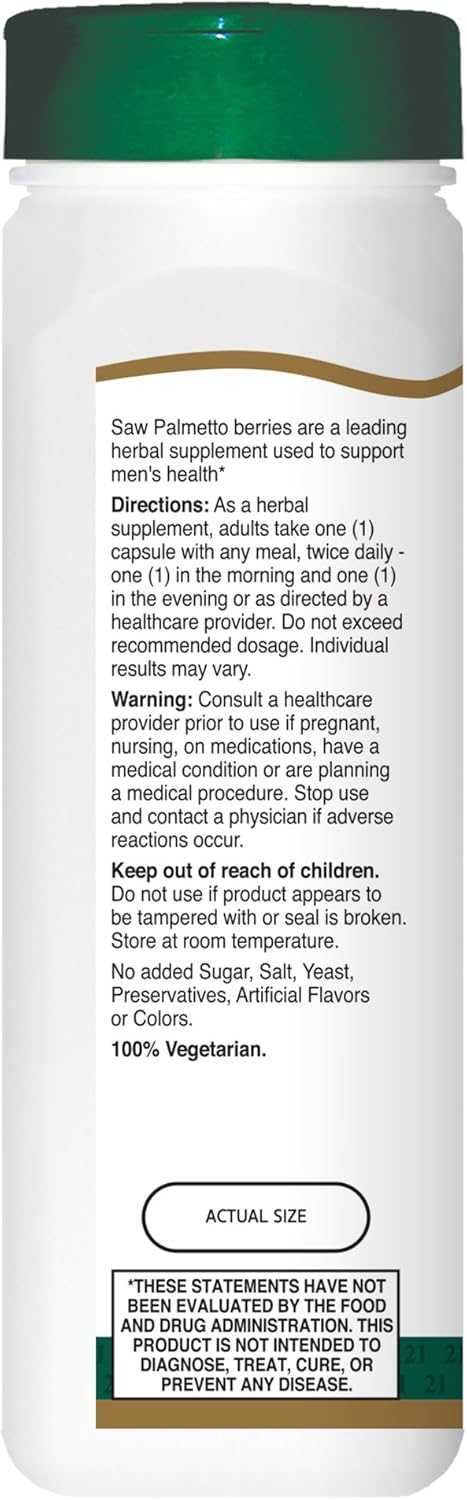 21st Century Saw Palmetto 450mg Veg Capsules, 60 Count: Health & Personal Care