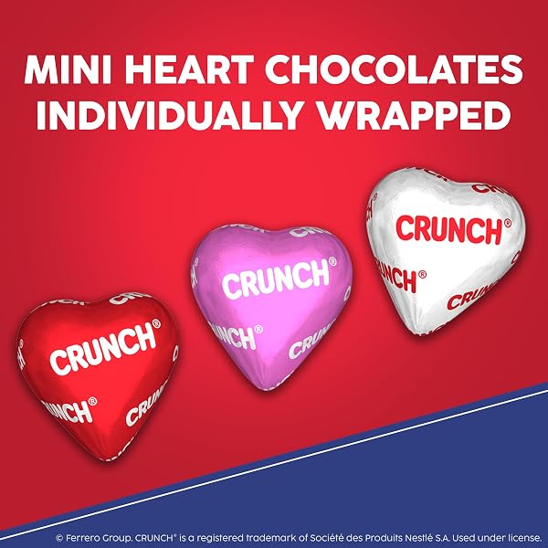 CRUNCH MILK CHOCOLATE HEARTS WITH CRISPED RICE, VALENTINE’S DAY BAG, 9 OZ