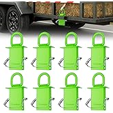 SALUINOKI 5/8" Heavy-Duty Stake Pocket D Ring for Trailer Galvanized Adjustable with Anti-Loss Cord, Utility Trailer D-Ring Stake Pocket Tie Down Accessories 18,000 lbs 8 Pack Green