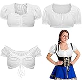 Yearntown 3 Pcs Oktoberfest Dirndl Blouse Women German Blouse Crop Top Oktoberfest Party Supplies Bavarian Costume
