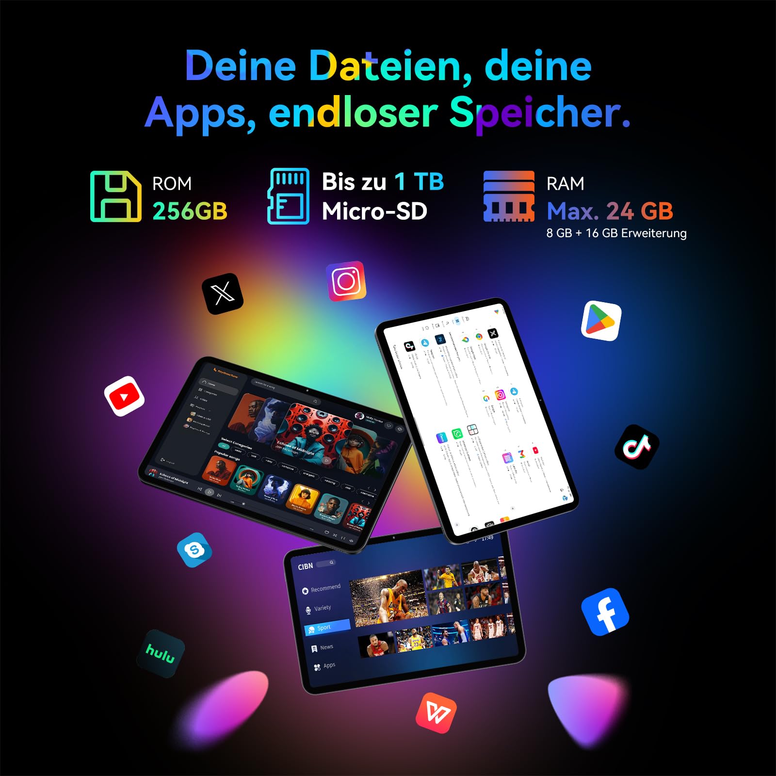 T60 Pro Tablet 13.4 Zoll, Tablet Android 16 mit Tastatur, 120Hz FHD Display, 24GB RAM+256GB ROM, 10000mA, Widevine L1, Octa-Core Gaming Tablet für Studium,Arbeit,inkl. Stift & Maus, 4 Jahre Garantie 4