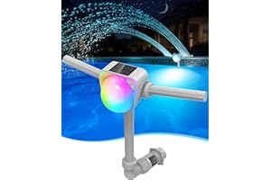 KSHEAT Solar Pool Fountains for Above/Inground Pools with 7 Vibrant Lights, 360° Adjustable Dual Spray Pool Sprinkler Fountain, Dynamic Lighting Pool Waterfall, Above Ground Pool Fountain for Cool (Gray)