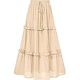 BTFBM Women's Long Summer Skirt 2026 Elegant High Waist Cocktail Party Wedding Guest Dress Flared A-Line Midi Skirts