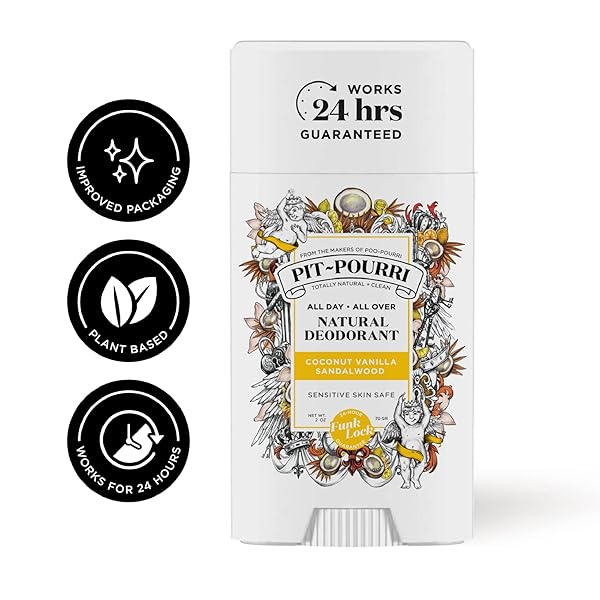 PIT POURRI ALL DAY-ALL OVER NATURAL DEODORANT, COCONUT VANILLA AND SANDALWOOD – 2.00 OUNCE (PACK OF 1)