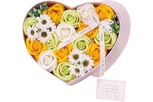 RIDDSEE Preserved Rose Gift Heart Soap Flower Preserved Flowers Bouquet Artificial Forever Flowers for Wife Girls Valentines Day,Mothers Day,Anniversary,Birthday,Christmas - Orange