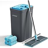 JOYMOOP Mop and Bucket Set with Wringer, Mops for Floor Cleaning, Wall Mop Cleaner with Long Handle, with 4 Reusable Microfib