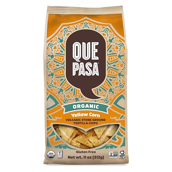 QUE PASA ORGANIC YELLOW CORN TORTILLA CHIPS, 11 OZ (PACK OF 1), GLUTEN FREE, NON-GMO, BY NATURE’S PATH