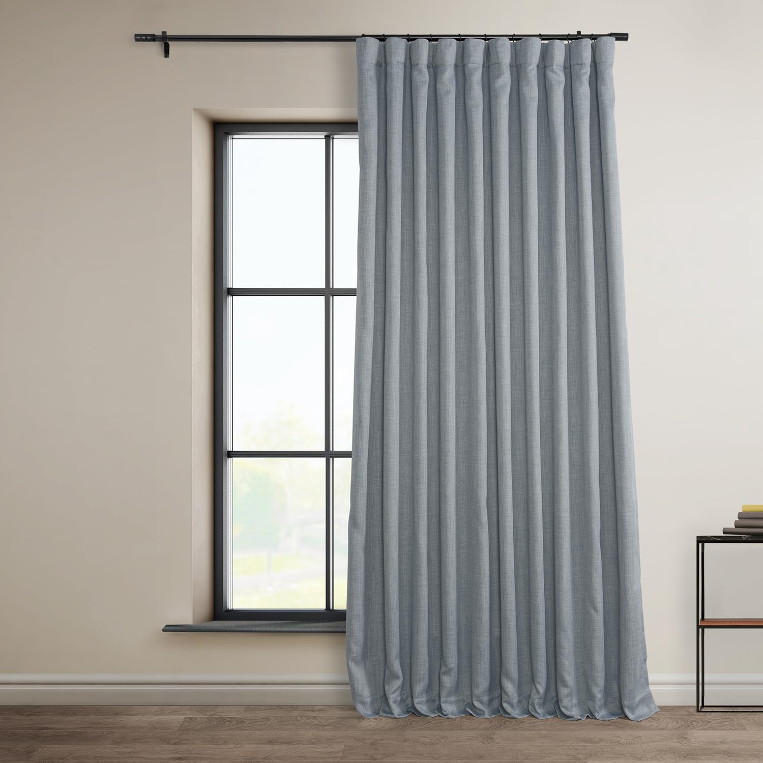HPD Half Price Drapes – Faux Linen Curtains for Living Room (1 Panel) – 100W X 120L – Extra Wide Textured Room Darkening Curtains for Bedroom 120 Inches Long – Drapes for Home Decor, Heather Grey